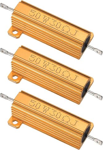PATIKIL 50W 30 Ohm Aluminum Shell Resistor, 3Pcs Aluminum Housing Resistor, 5% Tolerance Wirewound Resistors Screw Tap Chassis Mounted, Golden in Kuwait