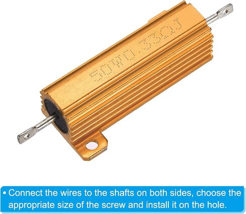 PATIKIL 50W 30 Ohm Aluminum Shell Resistor, 3Pcs Aluminum Housing Resistor, 5% Tolerance Wirewound Resistors Screw Tap Chassis Mounted, Golden in Kuwait