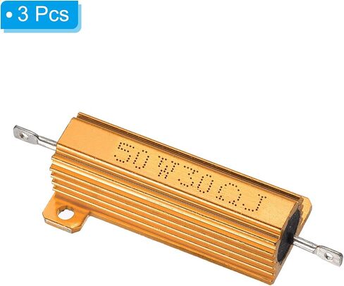 PATIKIL 50W 30 Ohm Aluminum Shell Resistor, 3Pcs Aluminum Housing Resistor, 5% Tolerance Wirewound Resistors Screw Tap Chassis Mounted, Golden in Kuwait