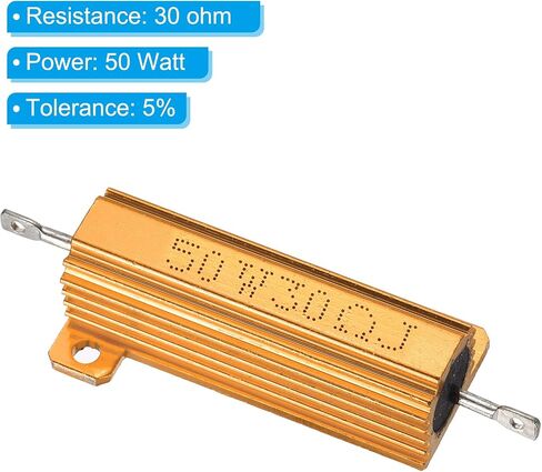 PATIKIL 50W 30 Ohm Aluminum Shell Resistor, 3Pcs Aluminum Housing Resistor, 5% Tolerance Wirewound Resistors Screw Tap Chassis Mounted, Golden in Kuwait