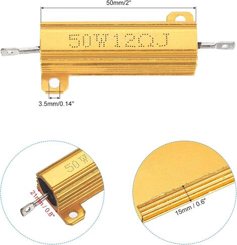 PATIKIL 50W 30 Ohm Aluminum Shell Resistor, 3Pcs Aluminum Housing Resistor, 5% Tolerance Wirewound Resistors Screw Tap Chassis Mounted, Golden in Kuwait