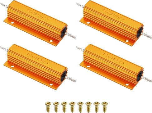 PATIKIL 100W 1 Ohm Aluminum Shell Resistor with Screws, 2 Set Aluminum Housing Resistor Housed Case Wirewound Resistors Screw Tap Power Resistor, Golden in Saudi Arabia
