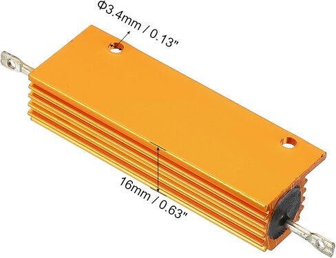 PATIKIL 100W 1 Ohm Aluminum Shell Resistor with Screws, 2 Set Aluminum Housing Resistor Housed Case Wirewound Resistors Screw Tap Power Resistor, Golden in Saudi Arabia