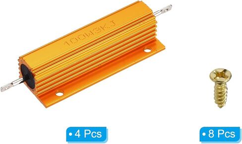 PATIKIL 100W 1 Ohm Aluminum Shell Resistor with Screws, 2 Set Aluminum Housing Resistor Housed Case Wirewound Resistors Screw Tap Power Resistor, Golden in Saudi Arabia