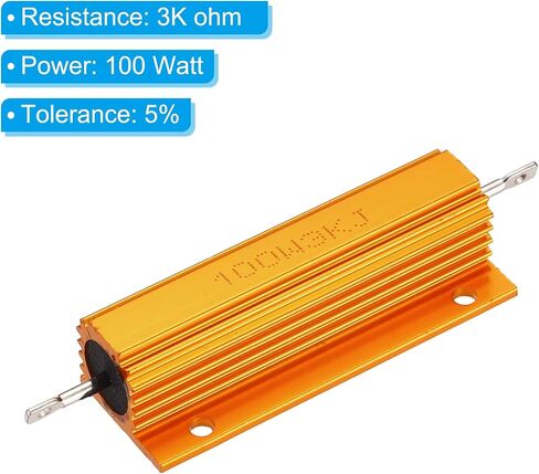 PATIKIL 100W 1 Ohm Aluminum Shell Resistor with Screws, 2 Set Aluminum Housing Resistor Housed Case Wirewound Resistors Screw Tap Power Resistor, Golden in Saudi Arabia