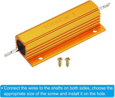 PATIKIL 100W 1 Ohm Aluminum Shell Resistor with Screws, 2 Set Aluminum Housing Resistor Housed Case Wirewound Resistors Screw Tap Power Resistor, Golden in Saudi Arabia