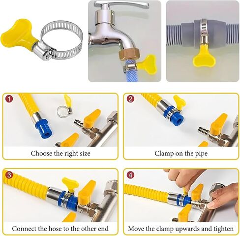30PCS Stainless Steel Hose Clamps Assortment, 8-29mm Thumb Screw Hose Clamp with Plastic Handle, Adjustable Key-Type Pipe Clamp Set for Automotive Plumbing Securing Hoses in Saudi Arabia