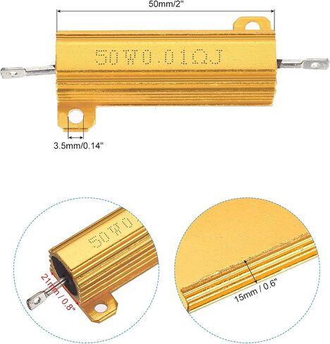 PATIKIL 50W 30 Ohm Aluminum Shell Resistor, 3Pcs Aluminum Housing Resistor, 5% Tolerance Wirewound Resistors Screw Tap Chassis Mounted, Golden in Saudi Arabia