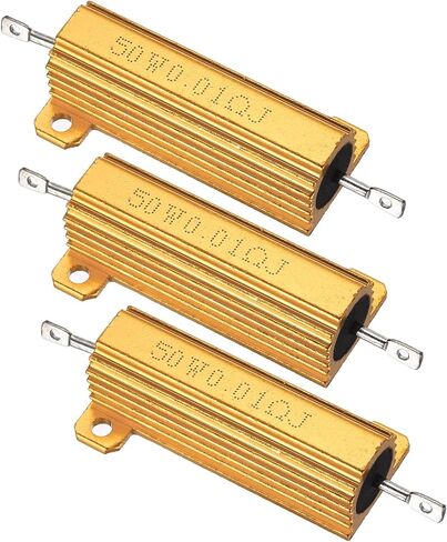 PATIKIL 50W 30 Ohm Aluminum Shell Resistor, 3Pcs Aluminum Housing Resistor, 5% Tolerance Wirewound Resistors Screw Tap Chassis Mounted, Golden in Saudi Arabia