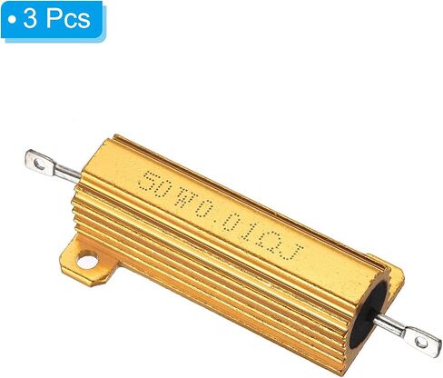 PATIKIL 50W 30 Ohm Aluminum Shell Resistor, 3Pcs Aluminum Housing Resistor, 5% Tolerance Wirewound Resistors Screw Tap Chassis Mounted, Golden in Saudi Arabia
