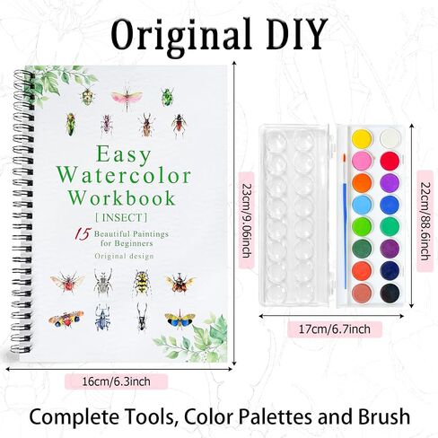 Watercolor Workbooks, 16 Colors Water Color Books Paint Set for Adults, Watercolor Coloring Book for Beginners, Water Color Workbook, 15 Beautiful Paintings for Beginners (Plants) in Saudi Arabia