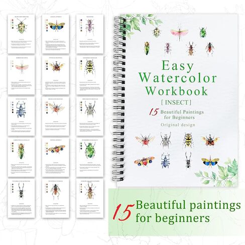 Watercolor Workbooks, 16 Colors Water Color Books Paint Set for Adults, Watercolor Coloring Book for Beginners, Water Color Workbook, 15 Beautiful Paintings for Beginners (Plants) in Saudi Arabia