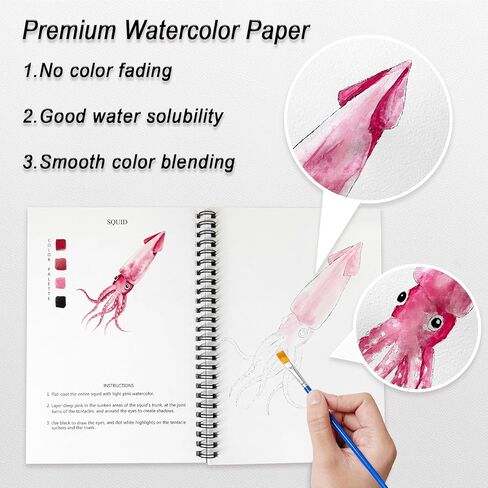 Watercolor Workbooks, 16 Colors Water Color Books Paint Set for Adults, Watercolor Coloring Book for Beginners, Water Color Workbook, 15 Beautiful Paintings for Beginners (Plants) in Saudi Arabia