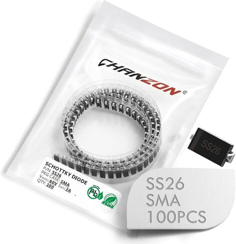 (حزمة من 100 قطعة) Chanzon SS26 SMD Schottky Barrier Diodes 2A 60V SMA (DO-214AC) 2 أمبير 60 فولت in Saudi Arabia