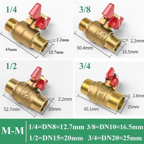 صمام 1/4 "3/8" 1/2 "3/4" أنثى إلى أنثى الخيط ثنائي النحاس مغلق صمام الكرة مع مقبض لزيت مياه غاز الوقود (F-F ، DN20) in Kuwait