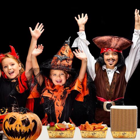 junkin 50 PCS Pirate Party Supplies Decorations Pirate Paper Food Food Trays Nautical Thief Party Favors Favors يمكن التخلص منها في قارب Halloween Caribbean Birthdy Dame (Brown) in Saudi Arabia