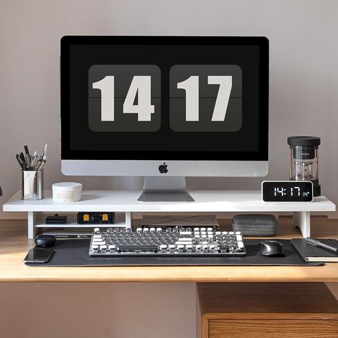 Bamboo Dual Monitor Stand Riser Natural, 2-Tier Desk Monitor Riser for 2 Monitors, Supports for PC Computer Monitor, Printer, Heavy TV Riser up to 300 lbs in Saudi Arabia