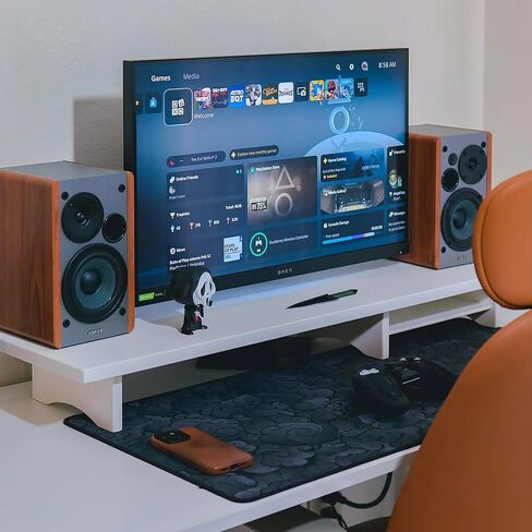 Bamboo Dual Monitor Stand Riser Natural, 2-Tier Desk Monitor Riser for 2 Monitors, Supports for PC Computer Monitor, Printer, Heavy TV Riser up to 300 lbs in Saudi Arabia
