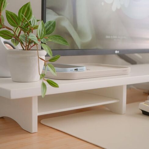 Bamboo Dual Monitor Stand Riser Natural, 2-Tier Desk Monitor Riser for 2 Monitors, Supports for PC Computer Monitor, Printer, Heavy TV Riser up to 300 lbs in Saudi Arabia