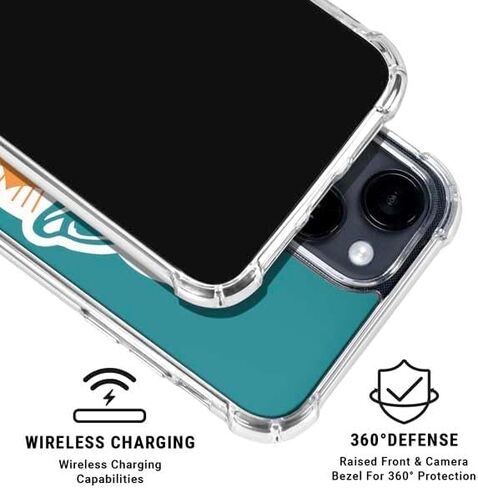Skinit Clear Phone Case متوافق مع iPhone 15 - تصميم شعار NFL Miami Dolphins المرخص رسميًا in Kuwait