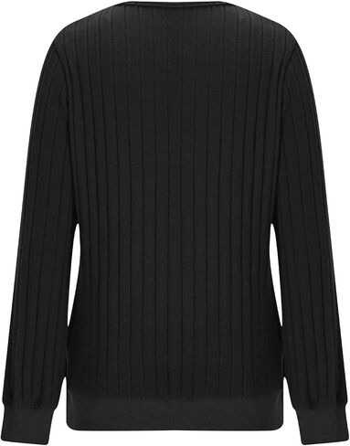 V Neck Knitted Long Sleeve T-Shirt Tops for Women Casual Rib Knit Blouses Dressy Fall Outfits Sweaters in Saudi Arabia