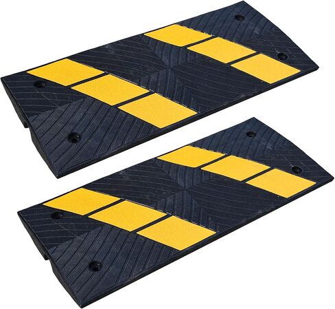 35 بوصة منحدر كبح من المطاط للسيارة لممر 2 حزمة ، جسر عتبة المطاط الثقيلة مسارات جسر كبح ، مع خطوط عاكسة صفراء ، منحدرات للشاحنات ، السيارات ، الدراجات البخارية ، منحدر كرسي متحرك in Kuwait