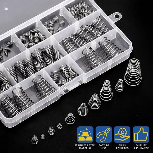 Glarks 123pcs 0.3/0.5/0.7/0.8/1mm Tower Conical Spring Set, 10 Sizes Taper Pressure Return Spring, Conical Cone Compression Spring, Taper Compressed Small Springs for Home Repair in Saudi Arabia