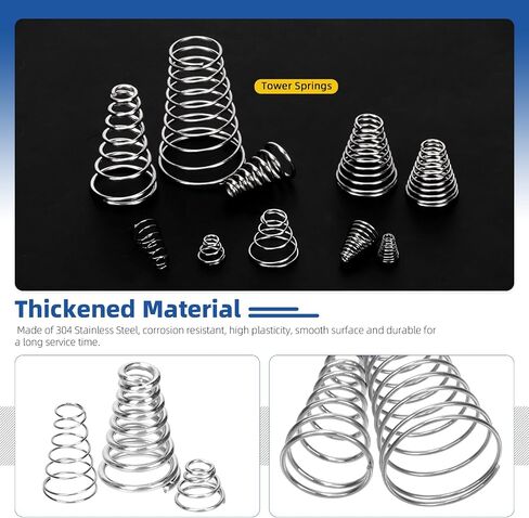 Glarks 123pcs 0.3/0.5/0.7/0.8/1mm Tower Conical Spring Set, 10 Sizes Taper Pressure Return Spring, Conical Cone Compression Spring, Taper Compressed Small Springs for Home Repair in Saudi Arabia