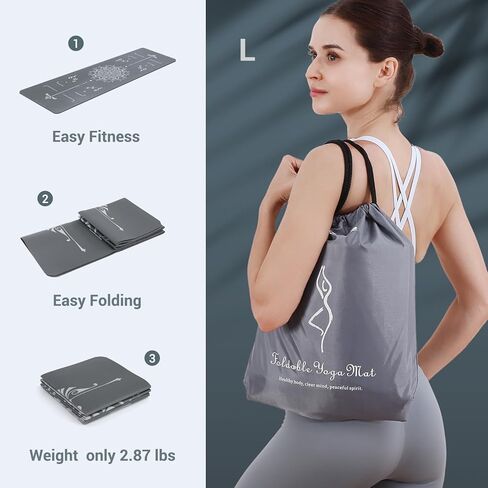 Avoalre قابلة للطي يوجا حصيرة السفر - 72 "L x 24" W × 3 مم الحصير الصالة الرياضية غير المنزلق - بيلاتيس المحمولة للنساء ممارسة اللياقة البدنية مع حقيبة حمل السفر in Kuwait