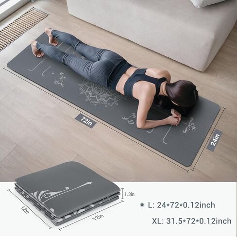Avoalre قابلة للطي يوجا حصيرة السفر - 72 "L x 24" W × 3 مم الحصير الصالة الرياضية غير المنزلق - بيلاتيس المحمولة للنساء ممارسة اللياقة البدنية مع حقيبة حمل السفر in Kuwait