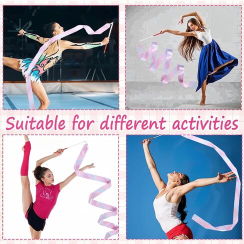 Ribbon Dance Wand Set 3 Pcs Professional Colorful Streamer Wands for Rhythmic Gymnastics Dance Performances Talent Shows Stage Routines Birthday Parties Cheerleading Artistic Performances in Saudi Arabia