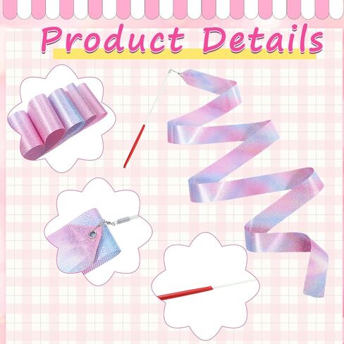 Ribbon Dance Wand Set 3 Pcs Professional Colorful Streamer Wands for Rhythmic Gymnastics Dance Performances Talent Shows Stage Routines Birthday Parties Cheerleading Artistic Performances in Saudi Arabia