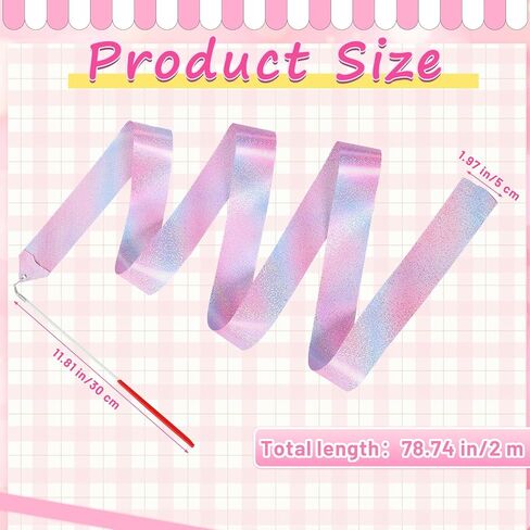 Ribbon Dance Wand Set 3 Pcs Professional Colorful Streamer Wands for Rhythmic Gymnastics Dance Performances Talent Shows Stage Routines Birthday Parties Cheerleading Artistic Performances in Saudi Arabia