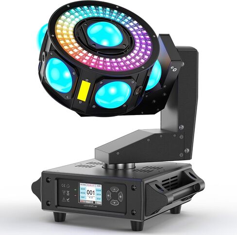 160W 3-Axis Moving Head Lights RGBW 540°Rotation DJ Light with Strobe Effects DMX512 19/25CH with Sound Activated Moving Head Beam Stage Light for Disco Wedding Parties Live Show Bar in Saudi Arabia
