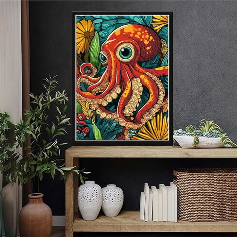 فاييو 5D DIY مجموعات فن الماس للبالغين الأخطبوط ، وحيوان اللوحة الماس ، والطلاء بأرقام تدريبات كاملة دائرية رينستون قماش للديكور المنزلي هدية 12x16 بوصة-39 in Kuwait
