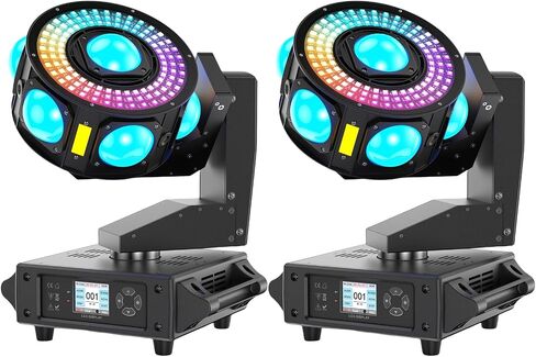 160W 3-Axis Moving Head Lights RGBW 540°Rotation DJ Light with Strobe Effects DMX512 19/25CH with Sound Activated Moving Head Beam Stage Light for Disco Wedding Parties Live Show Bar in Saudi Arabia