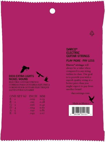 Darco® Electric Guitar Strings – Nickel, Extra Light Gauge | Durable, High-Performance Strings at an Affordable Price | Bright Tone with Smooth Feel in Saudi Arabia