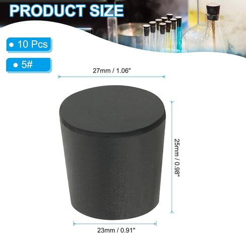 Patikil Solid Rubber Stoppers 000#، 10 حزمة مدبب مختبر سدادات من المطاط السدادات المختبر أنبوب اختبار الأنبوب لختم أنبوب الماء قارورة ، أسود in Saudi Arabia