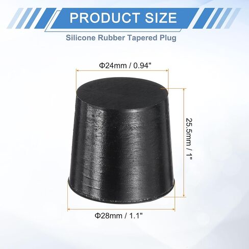 uxcell 4 Pcs Silicone Rubber Tapered Plug, 18mm to 24mm High-Temperature Solid Rubber Stoppers Silicone Plugs for Hole Plugs, Spraying, Coating, Painting Protection, Black, 25mm in Saudi Arabia