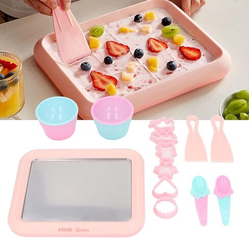Generic Ice Cream Roller Maker,Instant Ice Cream Plate with 2 Spatulas, 304 Stainless Steel Rolled Maker for Sorbet Frozen,Homemade Diy Frozen Yogurt Machine for Home in Saudi Arabia