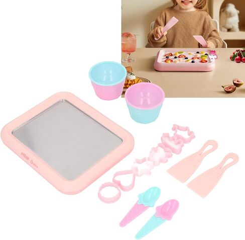 Generic Ice Cream Roller Maker,Instant Ice Cream Plate with 2 Spatulas, 304 Stainless Steel Rolled Maker for Sorbet Frozen,Homemade Diy Frozen Yogurt Machine for Home in Saudi Arabia