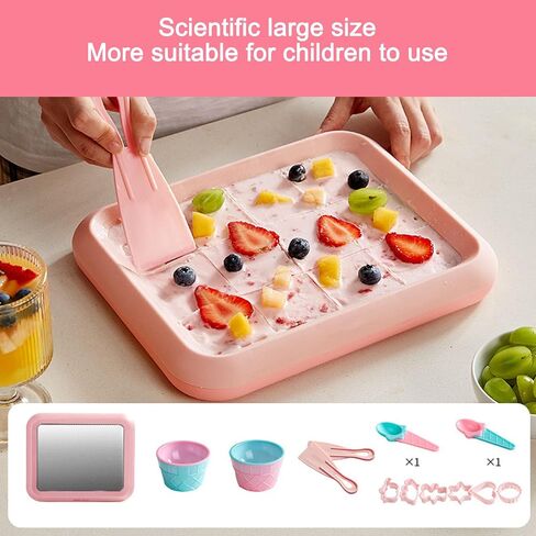 Generic Ice Cream Roller Maker,Instant Ice Cream Plate with 2 Spatulas, 304 Stainless Steel Rolled Maker for Sorbet Frozen,Homemade Diy Frozen Yogurt Machine for Home in Saudi Arabia