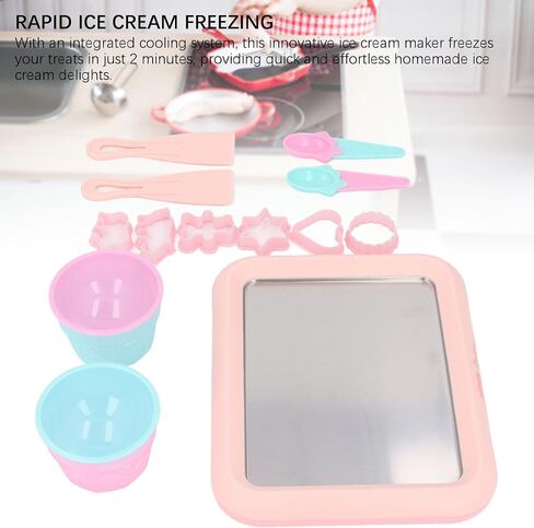 Generic Ice Cream Roller Maker,Instant Ice Cream Plate with 2 Spatulas, 304 Stainless Steel Rolled Maker for Sorbet Frozen,Homemade Diy Frozen Yogurt Machine for Home in Saudi Arabia