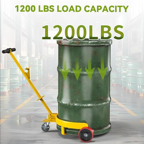 AutoSaver88 1200 رطل Drum Dolly 55 جالون ، برميل شاق الدعامة مع مقبض مضاد للانزلاق و 3 عجلات (1 sweivel ، عجلتان صلبان) مع الفرامل in Saudi Arabia