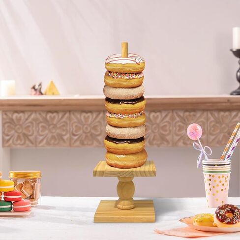 2 Pcs Donut Stand Wooden Square Doughnut Stand Bagel Stand Donut Display Tower for Dessert Table Doughnut Holders for Party Donut Display Stand for Birthday Banquet in Saudi Arabia
