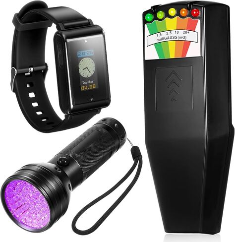 تشمل مجموعة معدات صيد الأشباح 3 PCS LED EMF كاشف الصيد المغناطيسي ، ومراقبة مسجل صوت رقمي واحد مع تشغيل 32 جيجابايت ، و 1 مصباح يدوي أسود للأشعة فوق البنفسجية لأدوات البحث الخارقة in Saudi Arabia