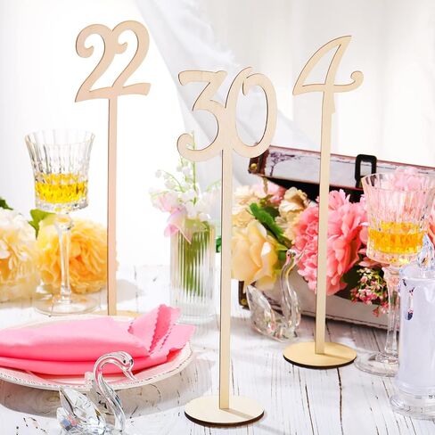 30 PCS أرقام طاولة الخشب الزفاف 1-30 للاستقبال أرقام طاولة المقعد مع قاعدة حامل لخدمة حفل الزفاف (لون الخشب) in Kuwait