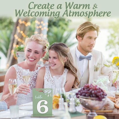 20pcs Sage Green Wooden Table Number مع المدرجات من 1 إلى 20 عرض بطاقة الخشب عرض لافتة لاستقبال حفل زفاف الحدث الحدث لوازم تقديم الطعام in Saudi Arabia
