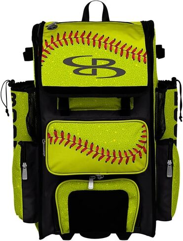 Boombah Superpack Hybrid Rolling Bat Bag - Softball 2.0 Bat Pack Optic Yellow/Red/Black - in Saudi Arabia