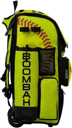 Boombah Superpack Hybrid Rolling Bat Bag - Softball 2.0 Bat Pack Optic Yellow/Red/Black - in Saudi Arabia